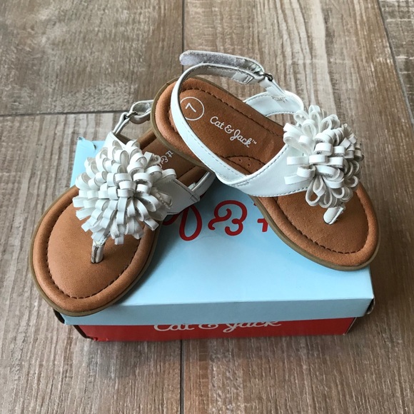 Cat & Jack Other - Cat & Jack Baby🌸White Flower Poof Fashion Sandals